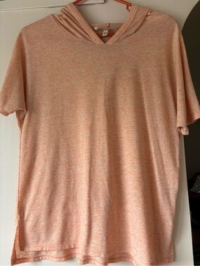 Victoria Secret Peach Hooded Short-Sleeve Sheer Top S/P